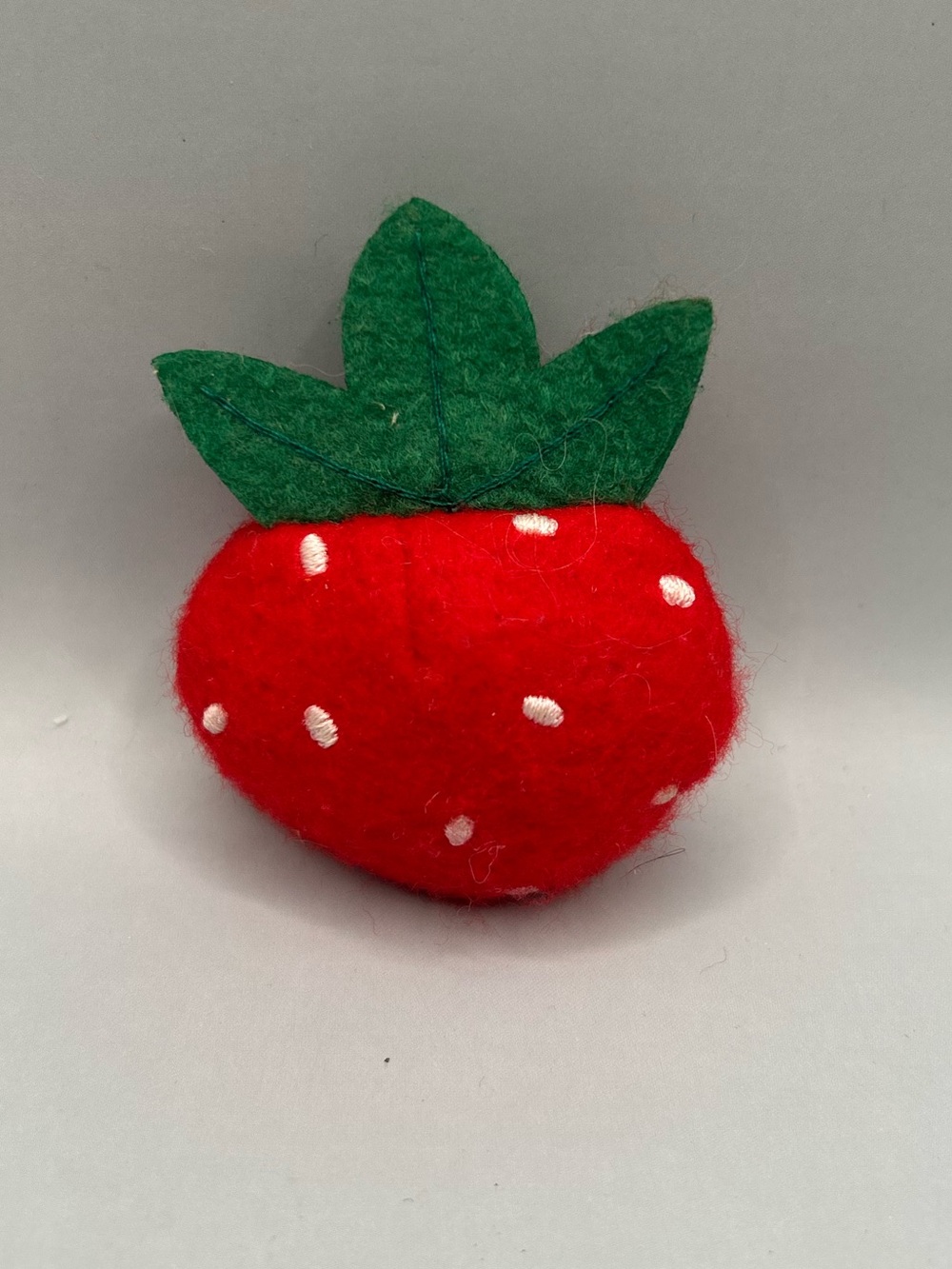 Felt Red Strawberry Fruit Decor Play Pretend Food Prop Cottage